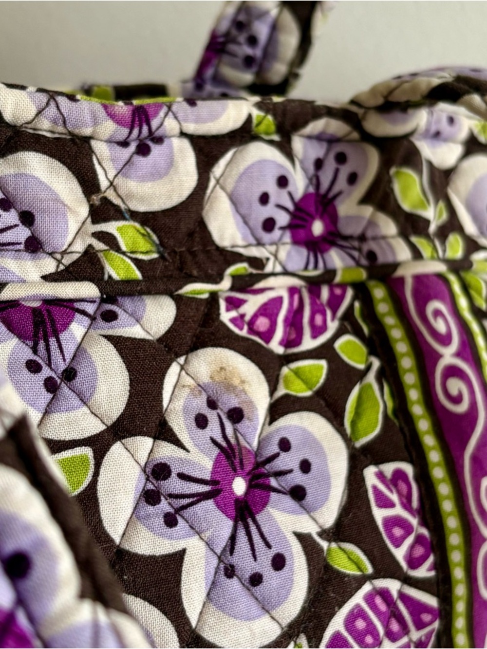 Vera Bradley Purple Floral Quilted Tote Bag | Retired Plum Petals Print - Picture 3 of 5